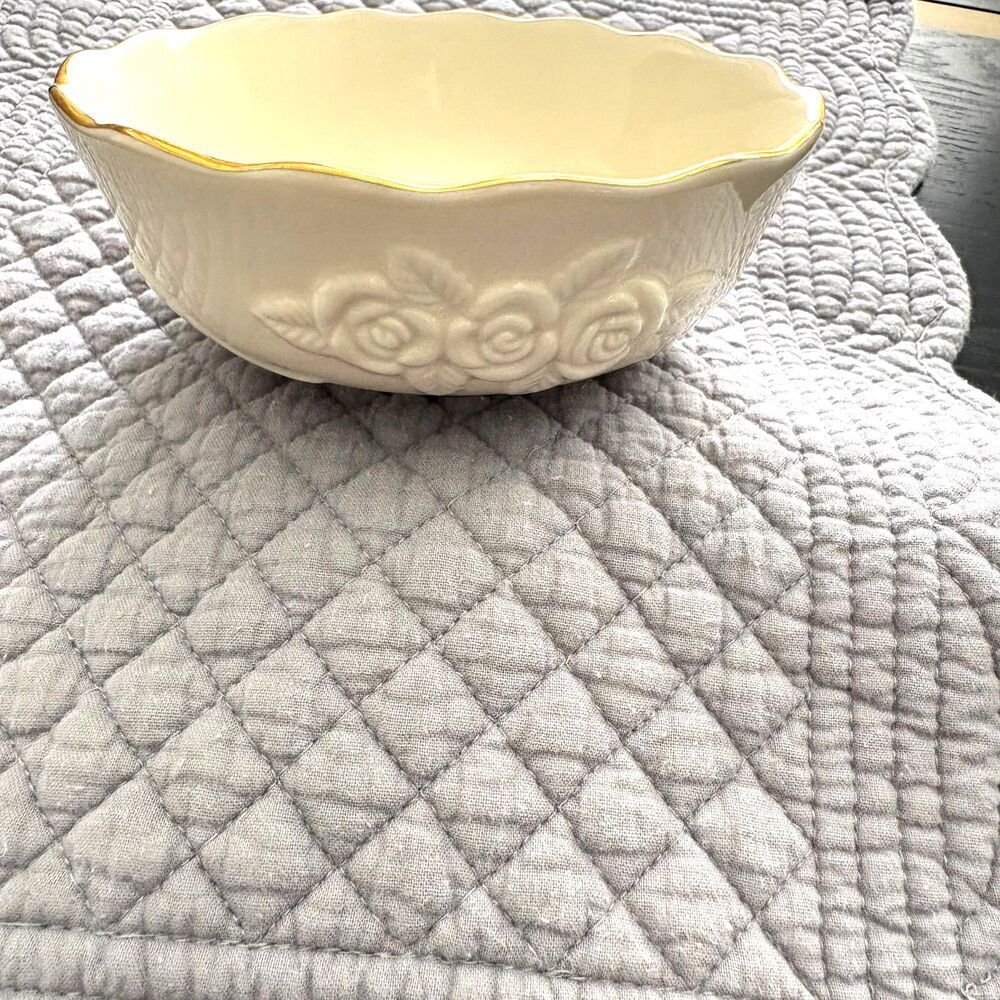 Lenox Rose Blossom Ivory Candy Dish w/ Gold Trim – 1980s Vintage - Picture 8 of 10